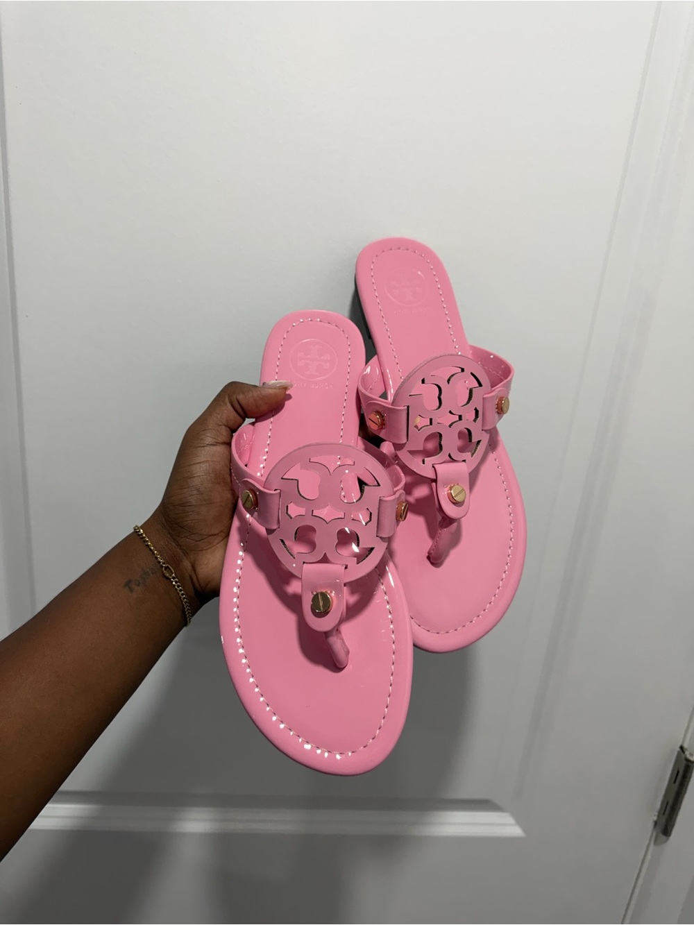 Tory Burch Pink Logo Thong Sandals
